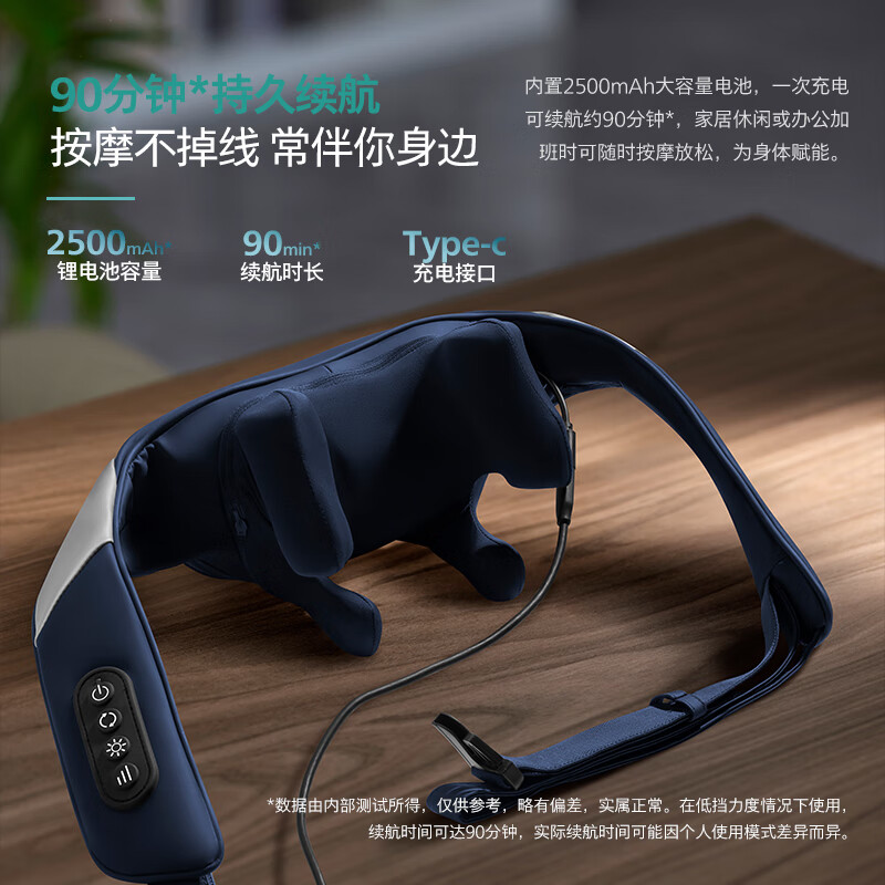 飞利浦(PHILIPS)颈椎按摩器按摩披肩肩颈斜方肌腿腰背按摩仪颈椎按摩枕PPM3205N 送父母亲节日男女友生日新年礼高清大图