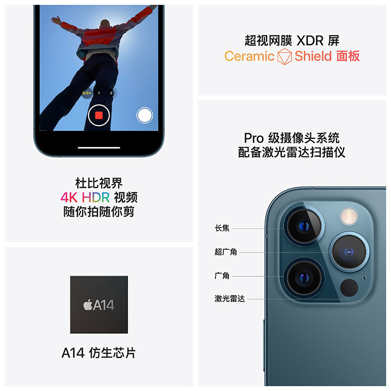[二手95新]Apple iPhone 12 pro max 256GB 海蓝色 二手 国行全网通5G 苹果二手手机