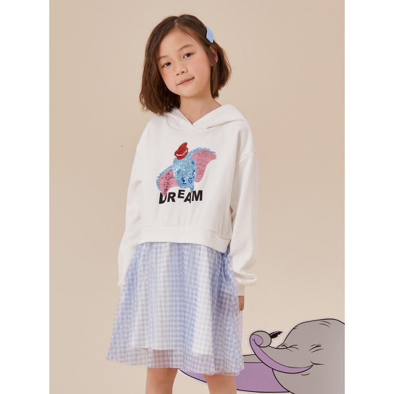 [1件5折价:90]moomoo童装女童长袖卫衣连衣裙春秋装新款翻珠片卡通
