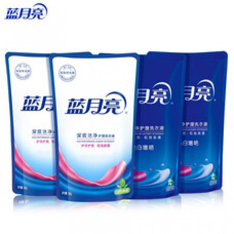 蓝月亮洗衣液 机洗手洗适用(自然香) 亮白500g袋*2+洁净500g袋*2