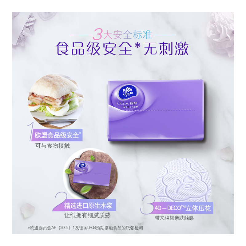 维达(Vinda) 立体美抽纸棉韧纸巾3层100抽16包(8包*2提装)2xV2833高清大图