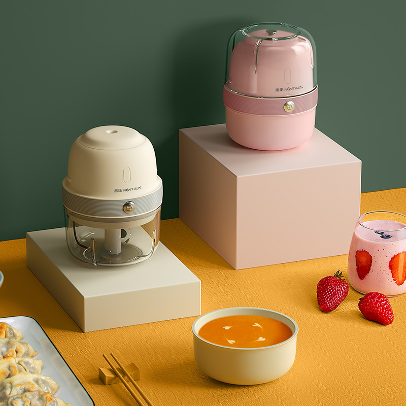 金正(NiNTAUS)绞肉机绿色 家用迷你小型便携充电式剁椒料理机切碎机 碎菜机蒜蓉搅拌机 双杯配置 宝宝婴儿辅食机D1