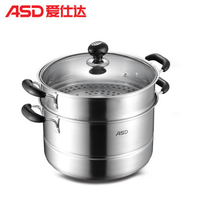 爱仕达(ASD) 蒸锅 WK1526 26CM三层不锈钢复底蒸锅 笼屉汤锅炖锅多用蒸笼 可视锅盖 燃电通用