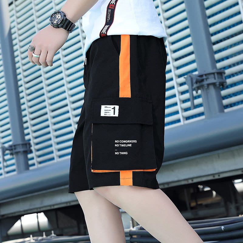 wsng 工装短裤男士夏季薄款潮流ins宽松男士休闲裤运动五5分中裤外穿沙滩裤子C图片