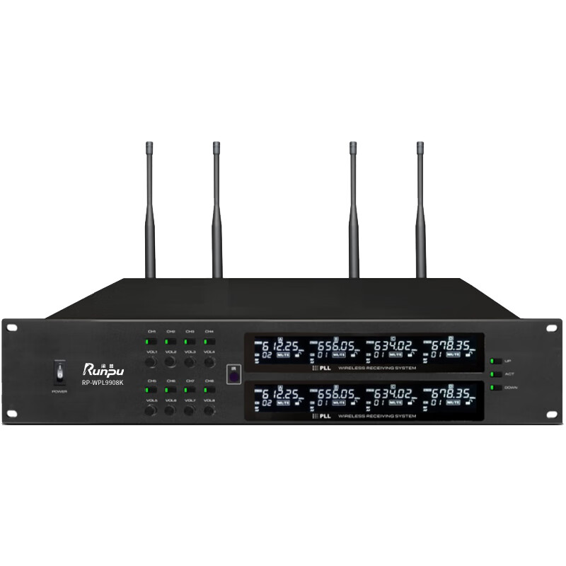 润普Runpu国产化 专业会议话筒 无线一拖八麦克风 4手持+4领夹RP-WPL9908K高清大图