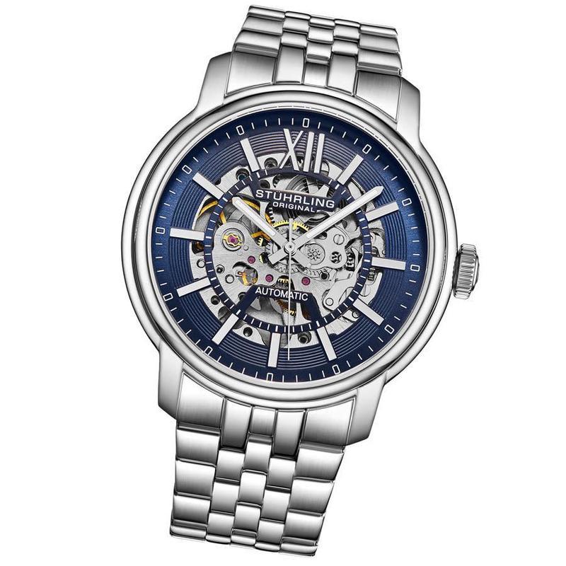 stuhrling施图灵男士legacy不锈钢蓝色表盘时尚简约流行机械手表m178