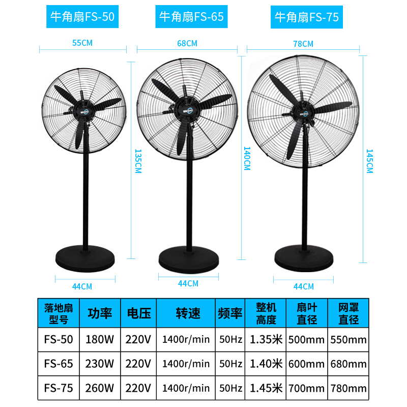 森和摇头式落地扇750型+铝叶高清大图
