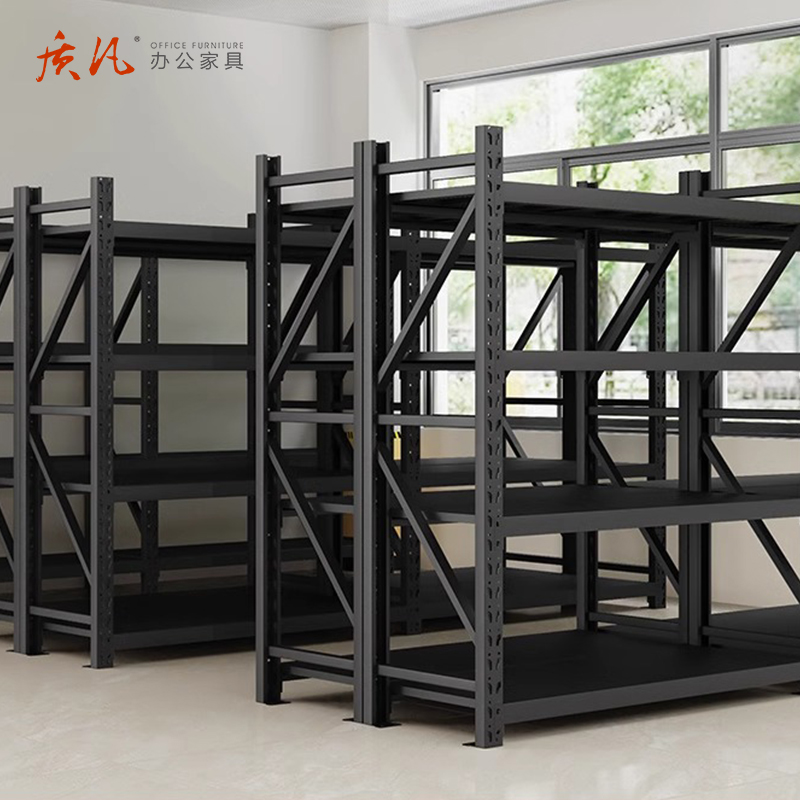 质凡 仓库货架置物架展示架黑色中型承重300kg 2000*600*2000高清大图