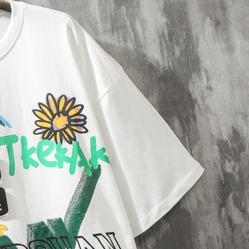 公牛oversize短袖男潮牌ins潮流宽松卡通涂鸦衣服学生潮牌情侣半袖t恤