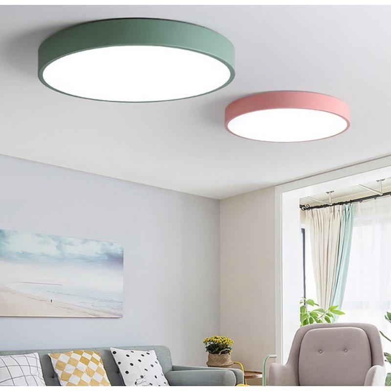 北欧简约现代创意马卡龙led吸顶灯圆形卧室灯儿童房阳台过道灯具