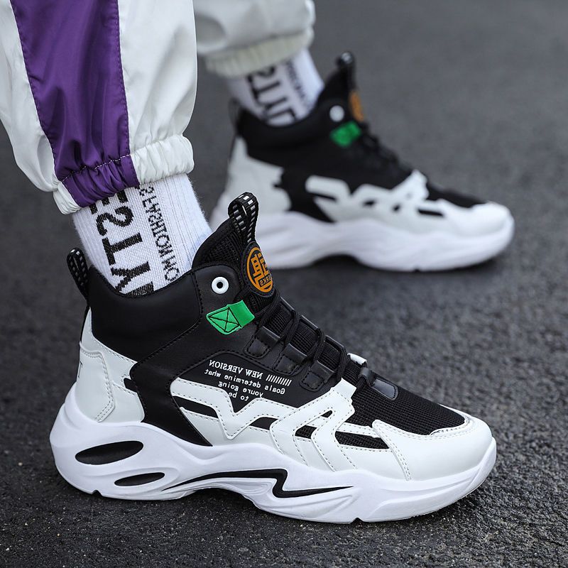 bomina秋季男鞋韩版潮流高帮鞋子男潮百搭日常鞋男学生老爹鞋增高鞋