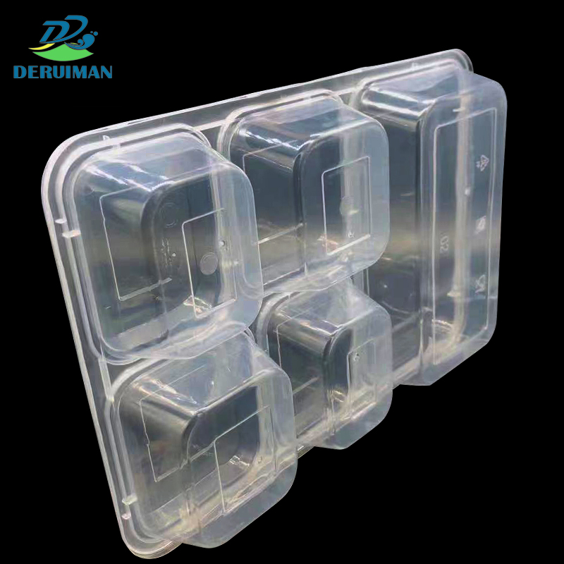 DERUIMAN一次性饭盒高盖五格打包盒1300ml外卖餐盒高清大图
