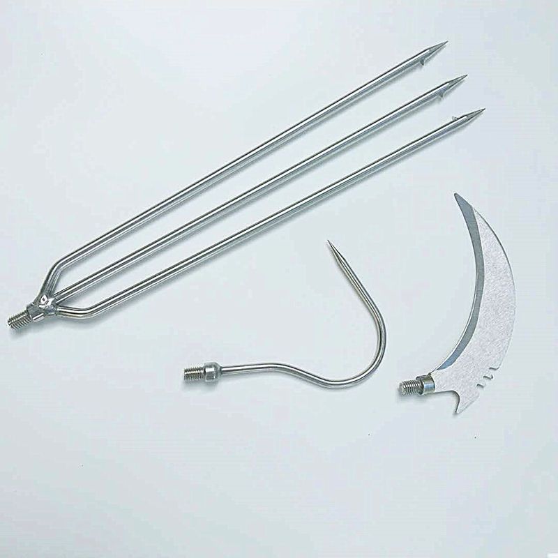 钓鱼渔具不锈钢水草镰刀割草刀带倒刺鱼叉搭钩香椿钩槐花钩8m通用