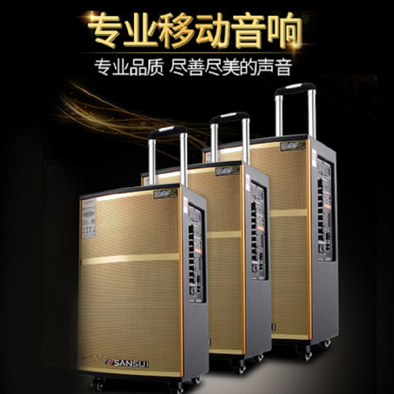 SanSui/山水SA4-12户外移动拉杆音响三分频大功率重低音炮k歌便携广场舞音箱蓝牙无线麦克风 SA4-12+双无线