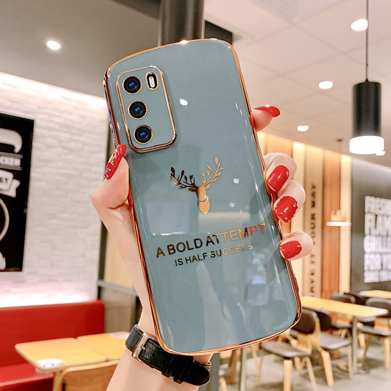 适用于华为p40手机壳电镀麋鹿时尚p40pro椭圆软硅胶保护套男女p30全包