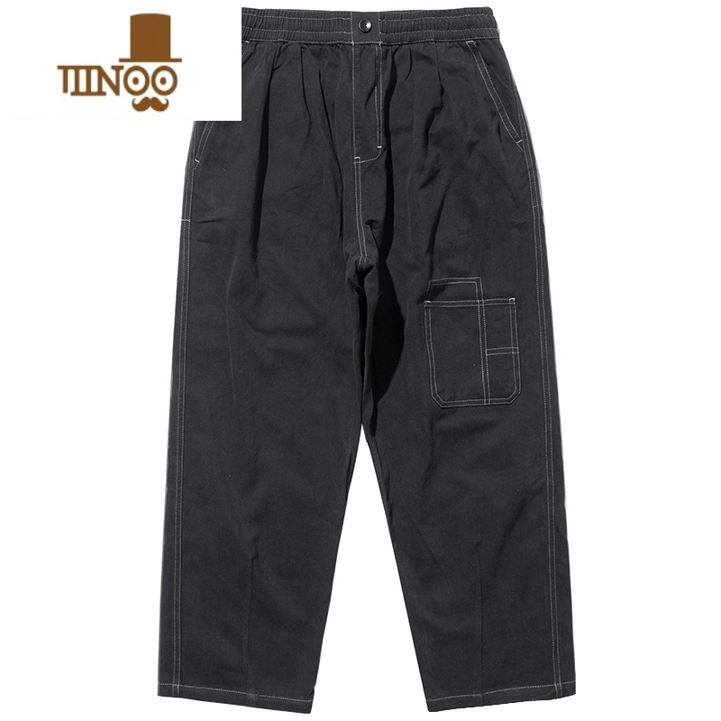 YANXUGBOY日系工装裤男潮牌直筒宽松裤子复古纯色百搭潮流休闲长裤高清大图