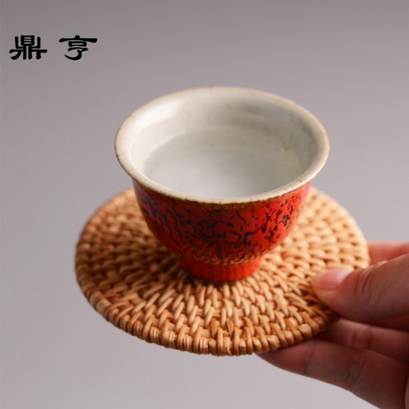 鼎亨景德镇纯手工魅红日式品茗杯主人杯茶杯花神杯功夫茶具素美茶