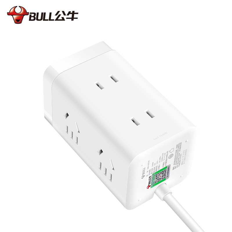 公牛(BULL)大魔方智能USB插座 GN-UU2126白色大魔方USB插座全长1.8米插排/排插/接线板/拖线板