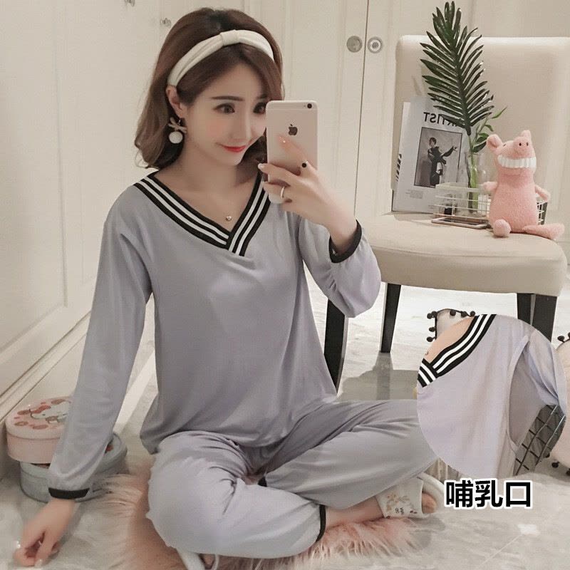 迪鲁奥(DILUAO)新款上市长袖孕妇睡衣秋冬天坐月子服薄款女士产后加大码宽松可喂奶春秋季图片