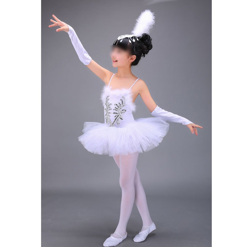 六一儿童芭蕾舞裙演出服小天鹅舞蹈裙女童白纱裙芭蕾表演服蓬蓬裙白色