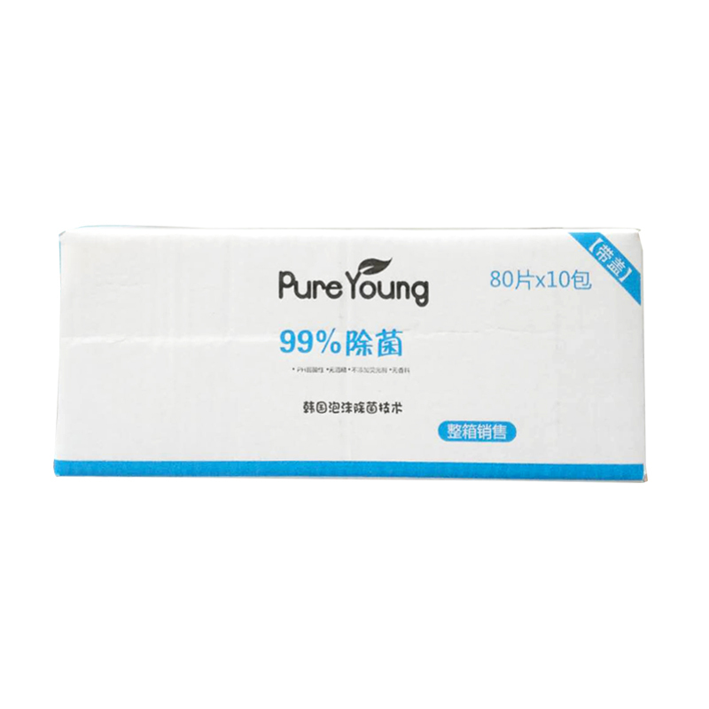飘漾(Pure Young)婴儿柔湿巾 [99%除菌 ]泡泡除菌 泡沫除菌80片带盖×10联包