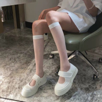 姬欲情趣内衣女式黑丝透视镂空性感开档渔网连身袜吊带袜丝袜组合 均码 白色短袜