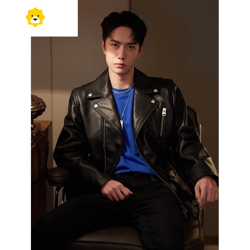 fish basket街舞王一博同款皮衣韩版休闲修身短款皮夹克潮牌高级感