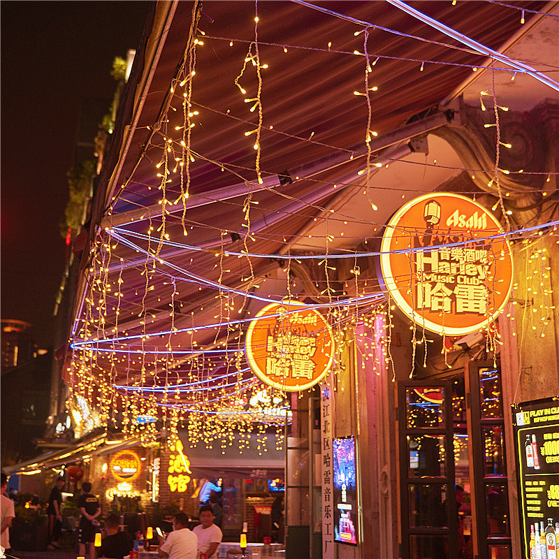 域赢 户外防水窗帘灯满天星灯冰条瀑布灯装饰氛围灯 20m下挂0.3m单条 常亮款 带尾差( 数量大联系客户经理 )