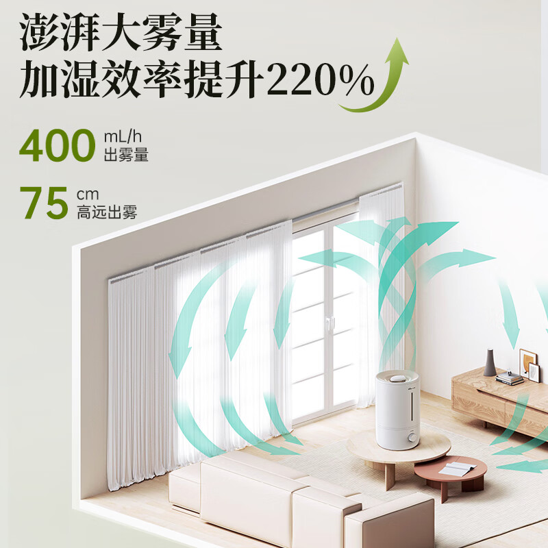 小熊(Bear)[银离子抑菌]加湿器家用大雾量 卧室婴儿轻音空气空调加湿器 办公室桌面小型国家补贴JSQ-Z50G2高清大图