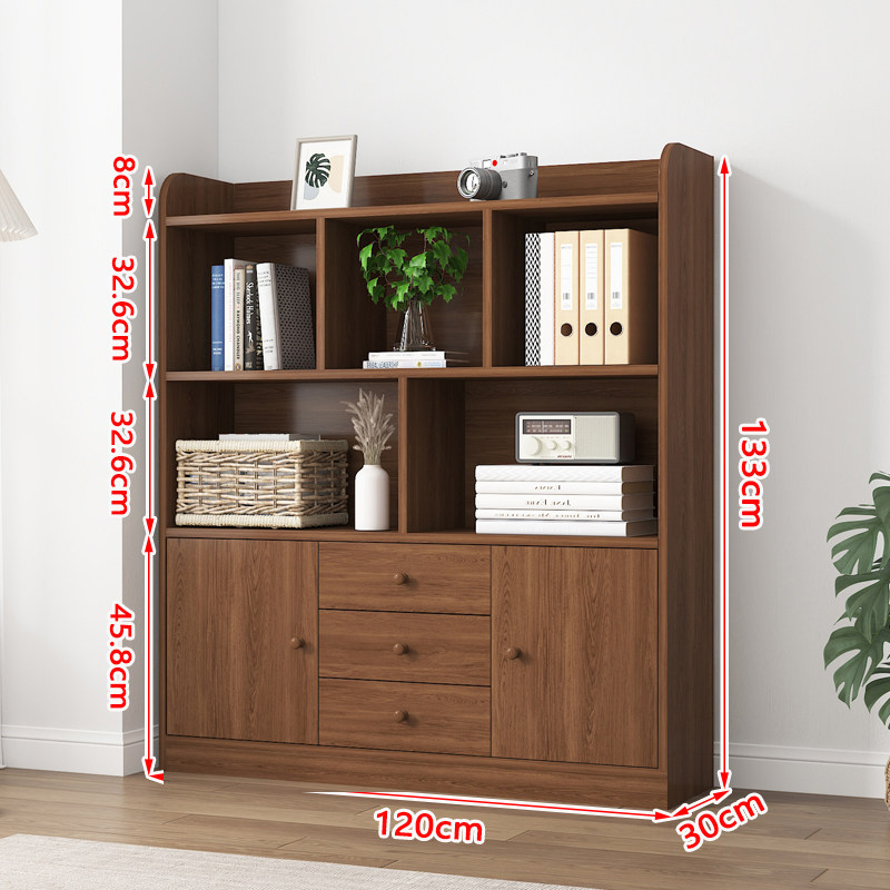 芙首泰木质书柜三层120*30*133cm台高清大图
