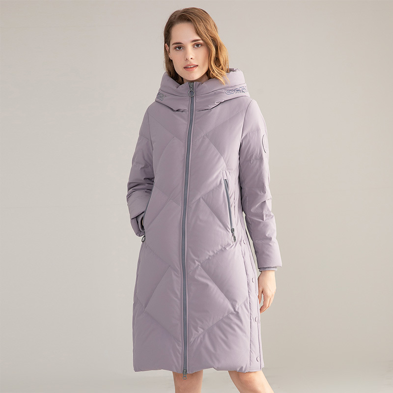 坦博尔新款羽绒服女士中长款修身收腰冬季时尚洋气保暖外套女装