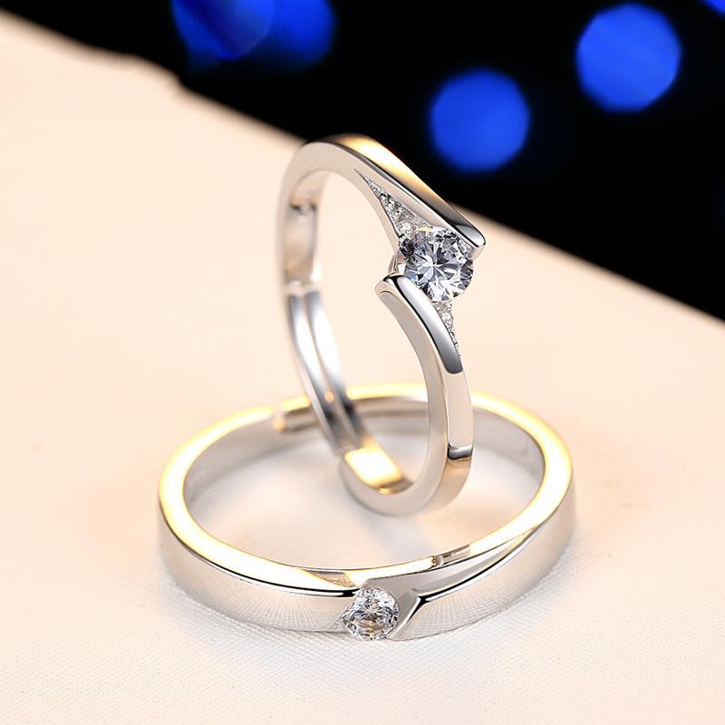 925银戒指女 韩版银饰品戒子男食指指环情侣戒指一对 情侣对戒刻字