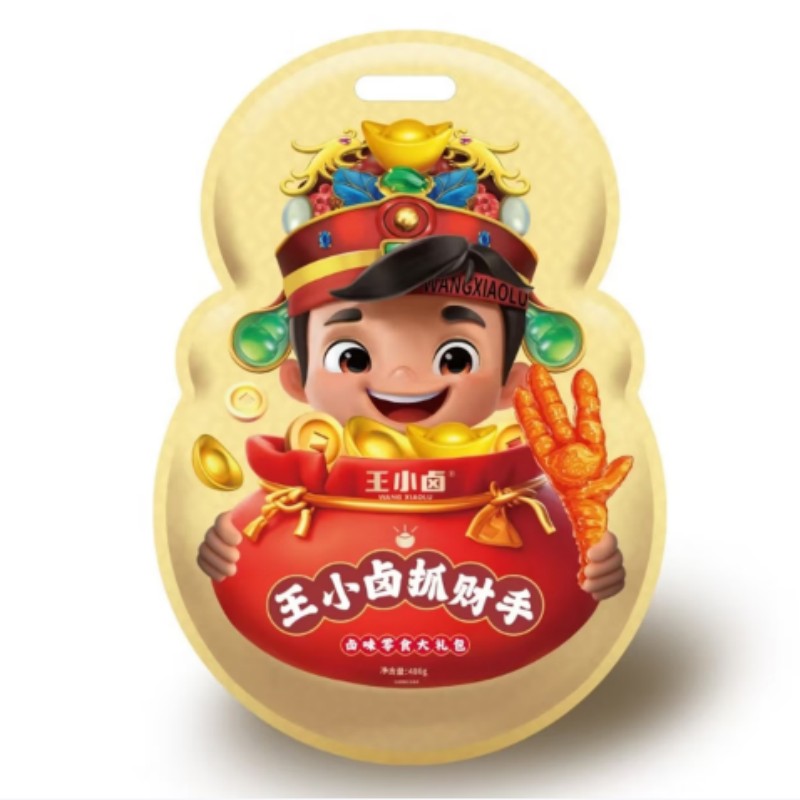 王小卤金礼袋招财手虎皮凤爪鹌鹑蛋魔芋礼袋装即食熟食零食 金礼袋招财手486g