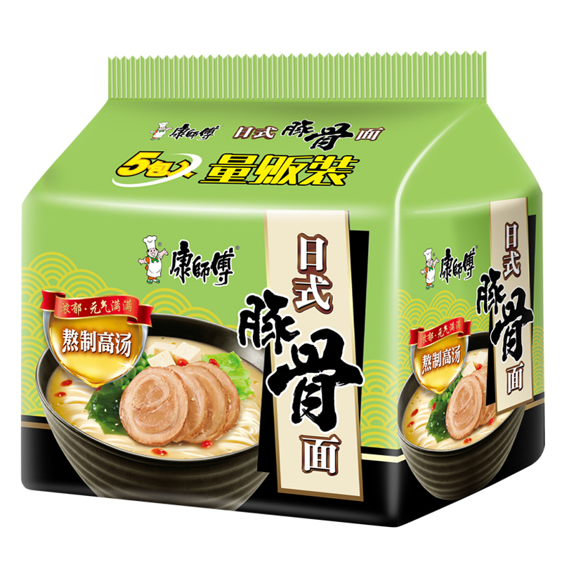 康师傅方便面日式豚骨面5袋装泡面拉面宿舍速食混搭整箱装非汤达人