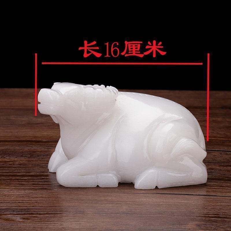 美帮汇阿富汗白玉牛摆件生肖玉石牛玉卧牛办公室玄关工艺品高清大图