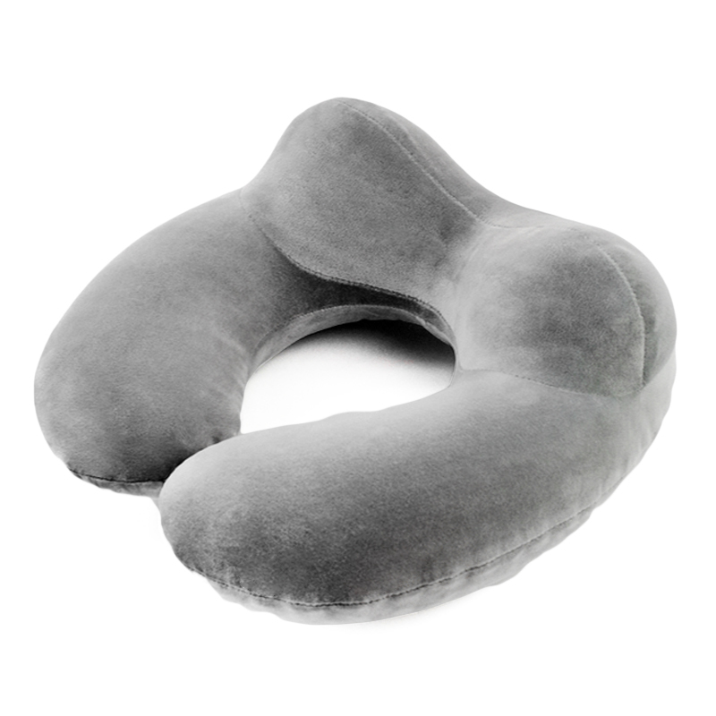 u型枕充气护脖子飞机旅行便携护颈枕按压吹气u形枕头坐车午睡靠枕灰色