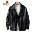 YANXU潮流防风皮衣男士外套pu皮夹克情侣秋季潮牌痞帅宽松飞行员机车服 M PU902黑色#QN