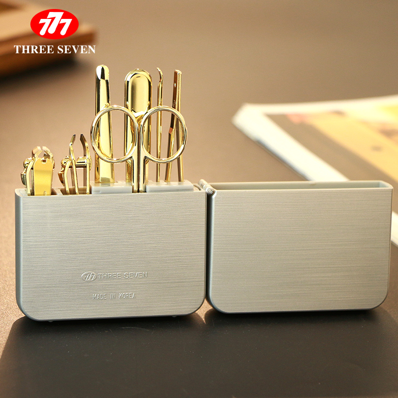 原装正品韩国777修甲美甲工具进口指甲钳家用修指甲剪 指甲刀套装7件套银盒金剪