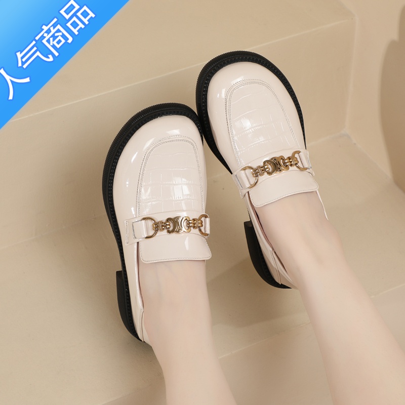 SUNTEK春季女单鞋时尚平底新款平跟英伦风工作鞋小皮鞋乐福鞋高清大图