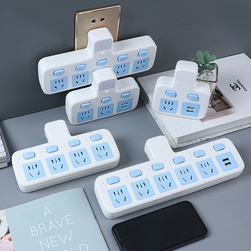 触电独立开关小夜灯无线一转多位插座防雷usb转换器插座排插转换插头>