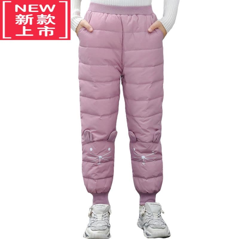可莉允女童羽绒棉裤外穿冬季加绒加厚保暖裤秋冬装大童休闲长裤儿童裤子图片