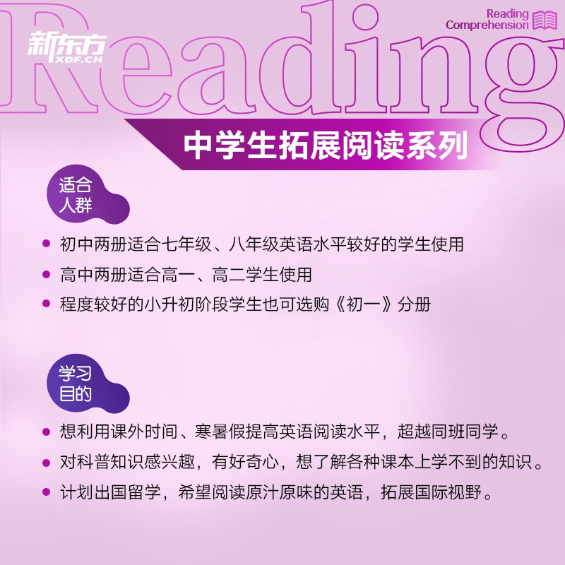 [新东方官方旗舰店]初中英语拓展阅读 初二 题源报刊同源阅读理解精读词汇 中学生拓展阅读进阶 英文读物阅读练习书籍俞敏洪