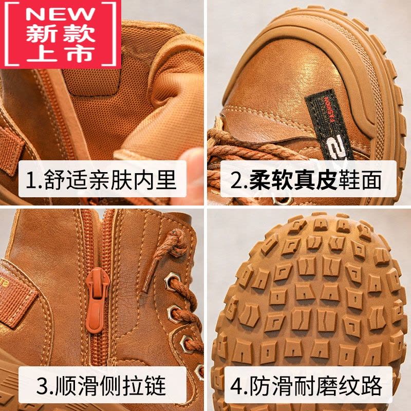 可莉允男童马丁靴2022秋冬新款加绒二棉靴子雪地靴冬季童鞋儿童棉鞋图片
