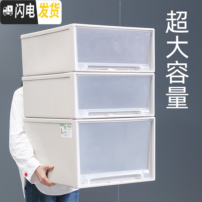 三维工匠抽屉式收纳箱塑料透明整理箱衣柜内衣服内衣储物箱儿童柜子收纳盒高清大图