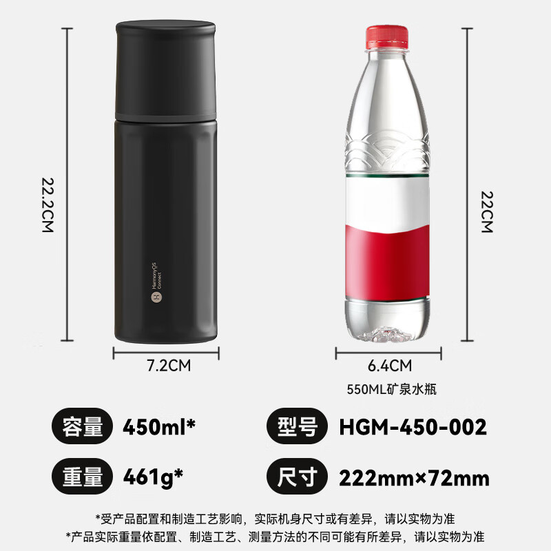 华为哈尔斯星闪智能泡茶杯覆钛保温杯曜石黑450ml高清大图