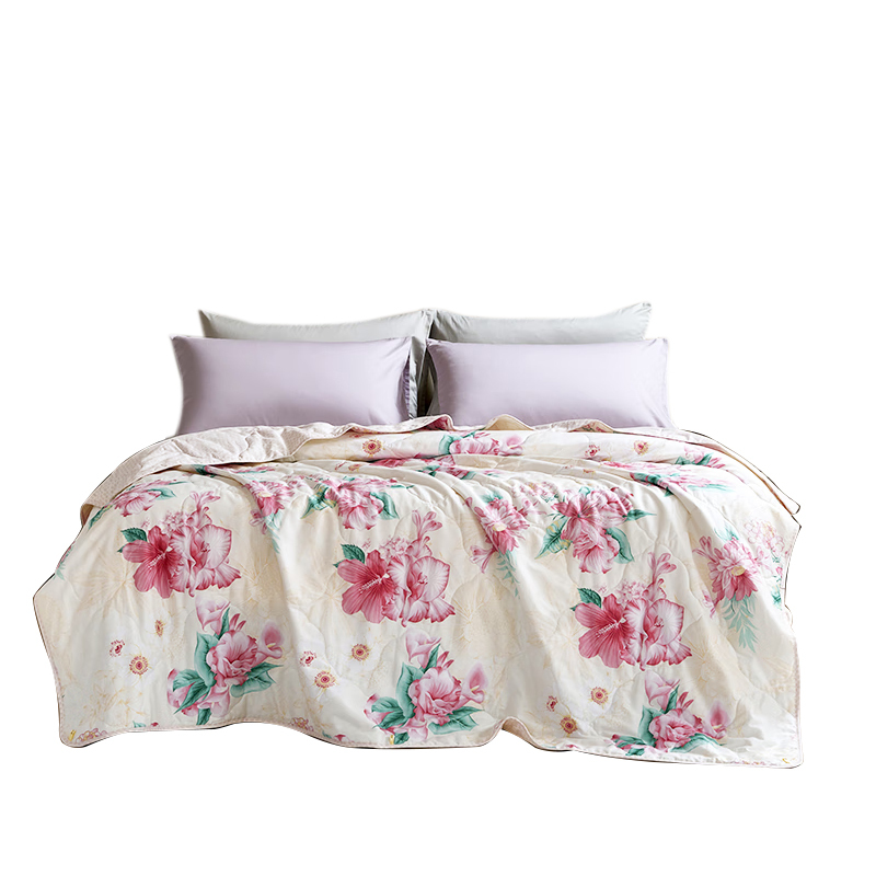 富安娜床品七孔抗菌夏被碧空映月水洗纯棉舒心安睡203*229cm