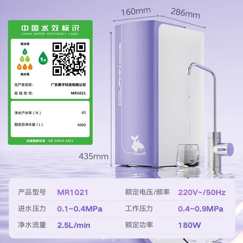 云米净水器1000G小海豚2大通量母婴直饮0陈水反渗透已接入米家APP高清大图