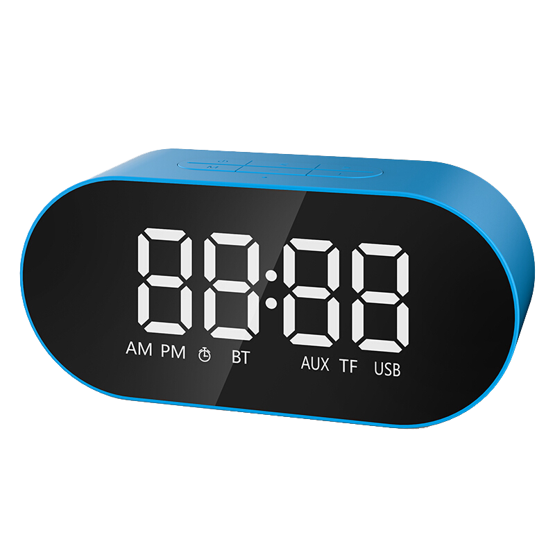 蓝悦(LEnRuE)P6 蓝牙音箱低音炮无线户外便携迷你小音响电脑台式笔记本音箱手机时钟闹钟插卡音响 蓝色高清大图