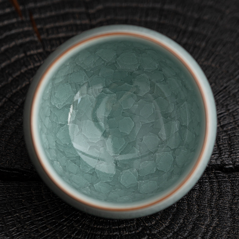 苏氏陶瓷(SUSHI CERAMICS)汝窑冰花釉禅悟杯开片养金线个人杯主人杯功夫茶杯2个礼盒装