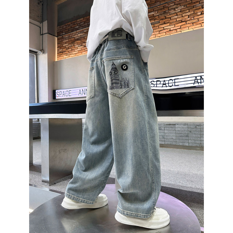 儿童装男童春装牛仔裤子春秋款2026新款中大童春季男孩休闲长裤潮